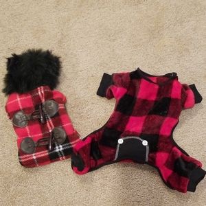 XS pet jacket and jammies